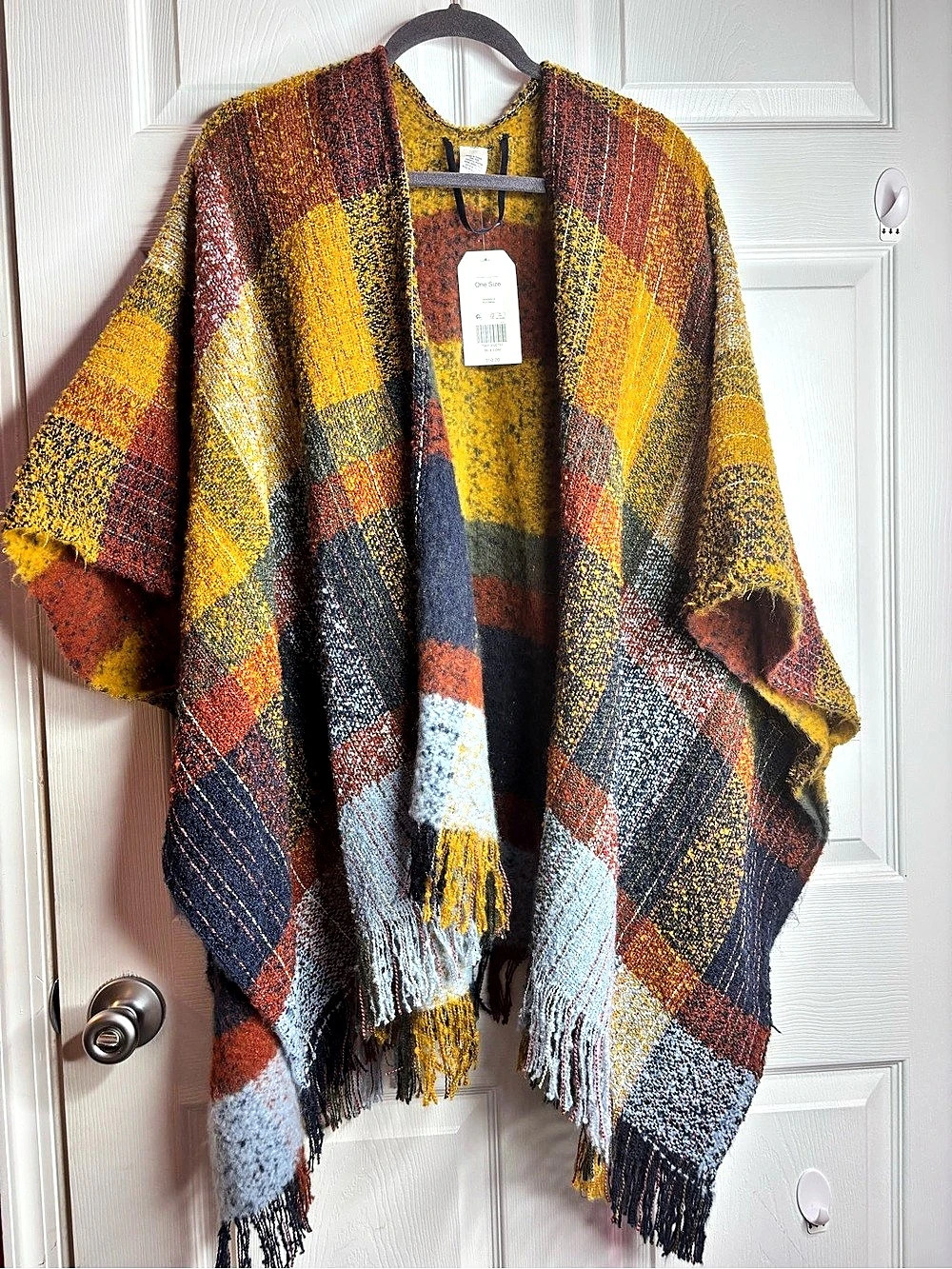 Wonderly NWT Autumn Plaid Open Front Ruana Cardigan One Size $60